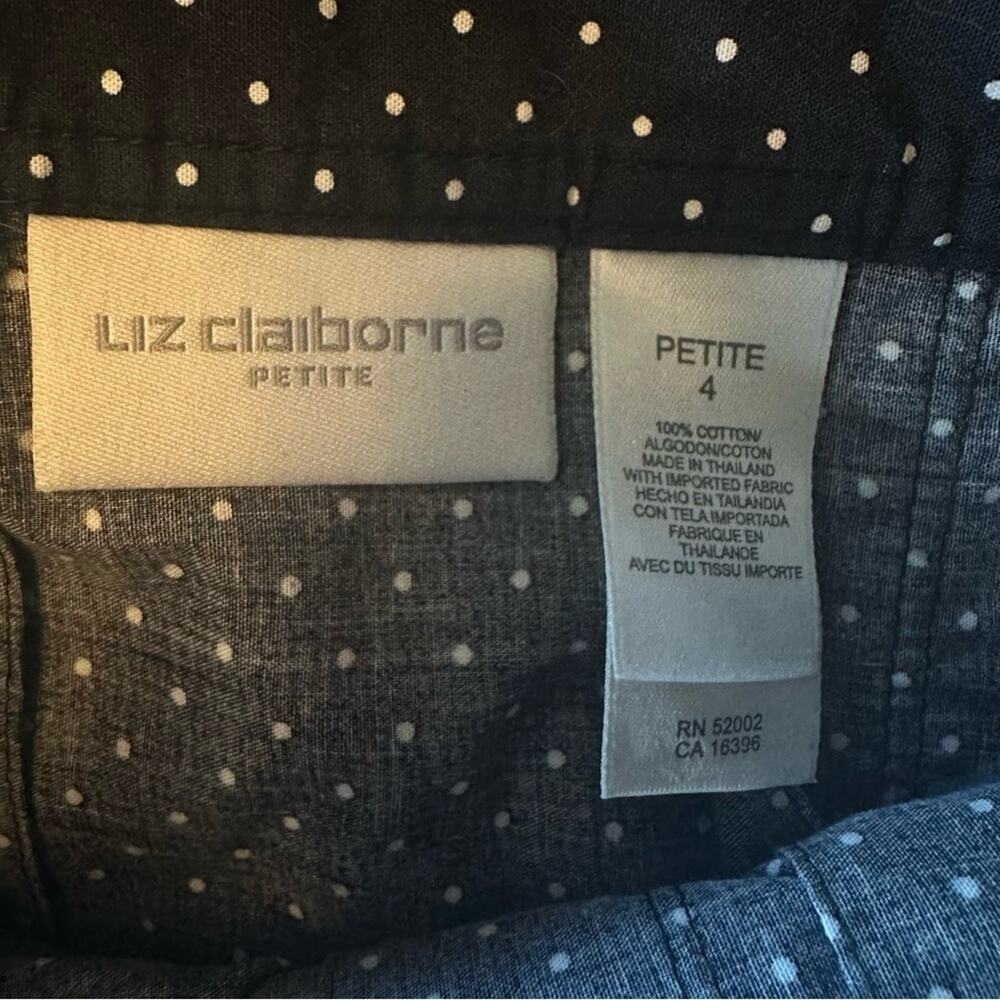 Vintage Liz Claiborne Pleated Midi Skirt Polka Dot Shoppers 100% Cotton Black 4P - Picture 5 of 7